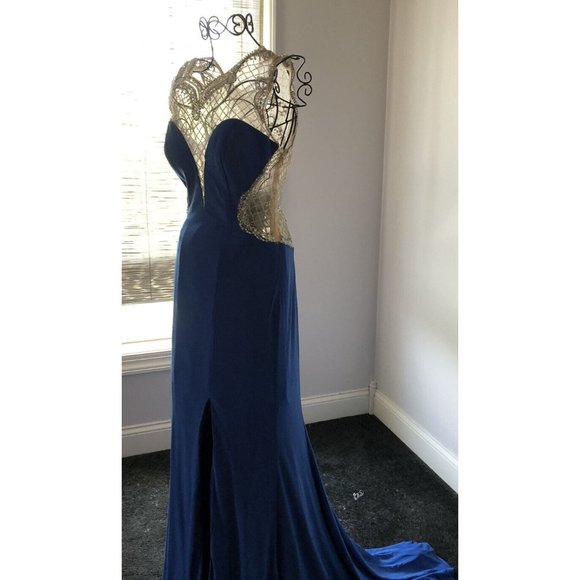 Cinderella Divine PROM EVENING BALL GOWN DRESS  Royal BLUE Sequin Sz 6 - Picture 5 of 13
